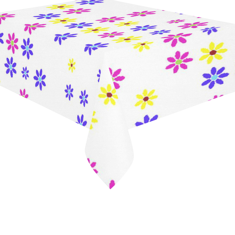 Floral Fabric 2A Cotton Linen Tablecloth 60"x 84"