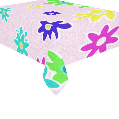 Floral Fabric 1C Cotton Linen Tablecloth 60"x 84"