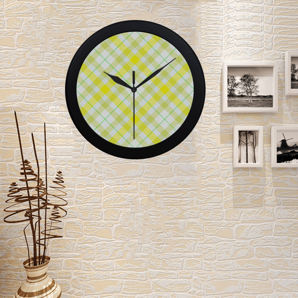 cozy and pleasant Plaid 1F Circular Plastic Wall clock