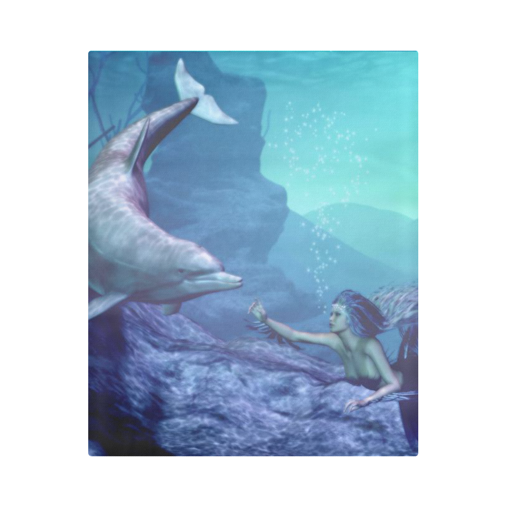 mermaid and dolphin Duvet Cover 86"x70" ( All-over-print)
