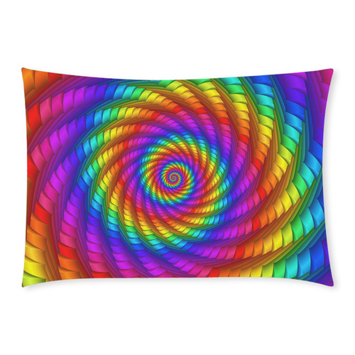 Psychedelic Rainbow Spiral Fractal Custom Rectangle Pillow Case 20x30 (One Side)