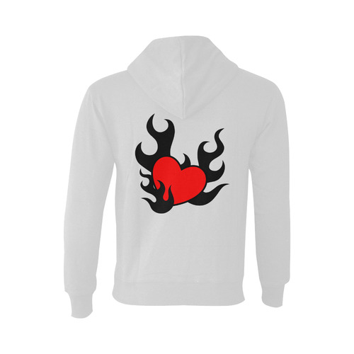 black and red flaming heart Oceanus Hoodie Sweatshirt (NEW) (Model H03)