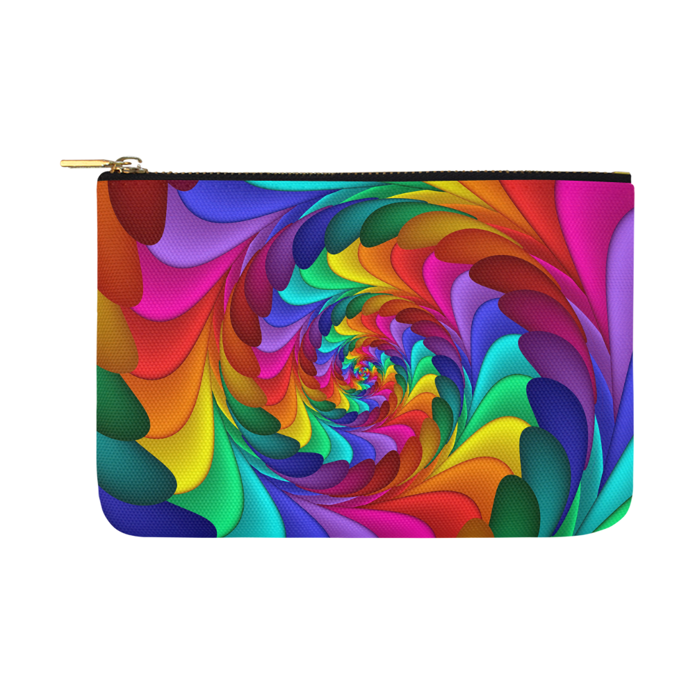 Psychedelic Rainbow Spiral Fractal Carry-All Pouch 12.5''x8.5''