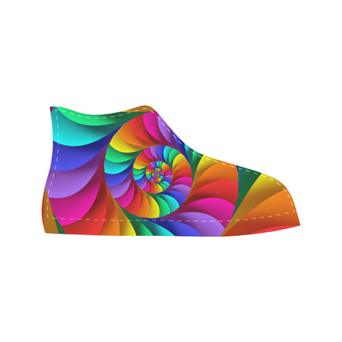 Psychedelic Rainbow Spiral Fractal Aquila High Top Microfiber Leather Men's Shoes (Model 032)