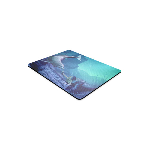 mermaid and dolphin Rectangle Mousepad