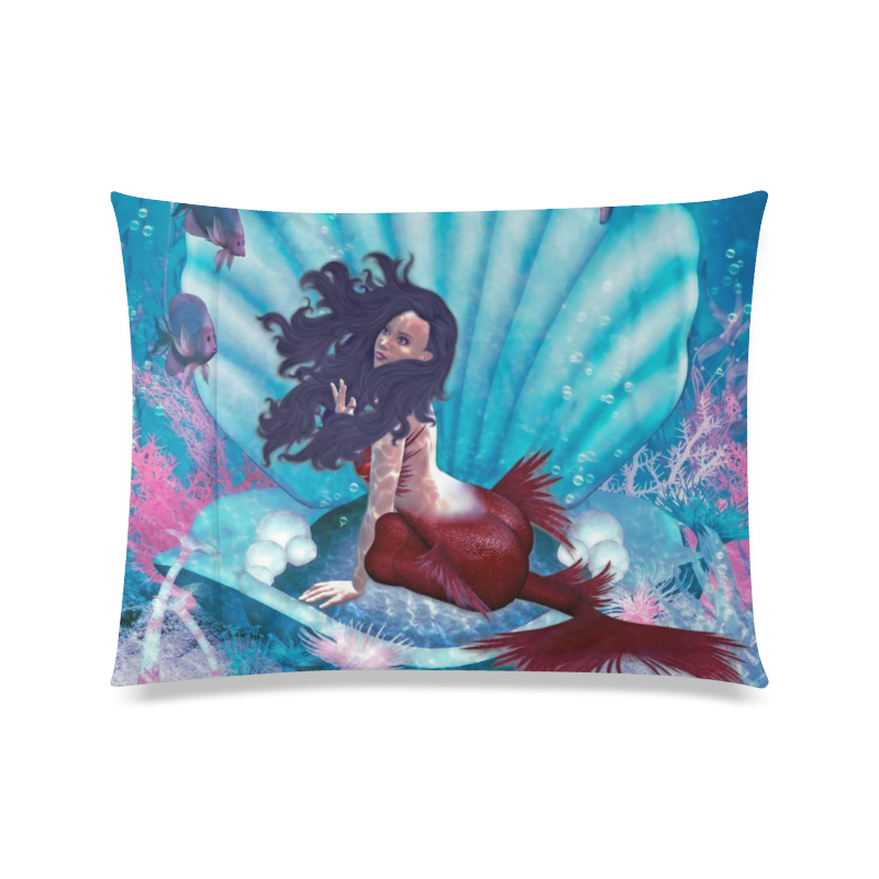 mermaid in a shell Custom Zippered Pillow Case 20"x26"(Twin Sides)