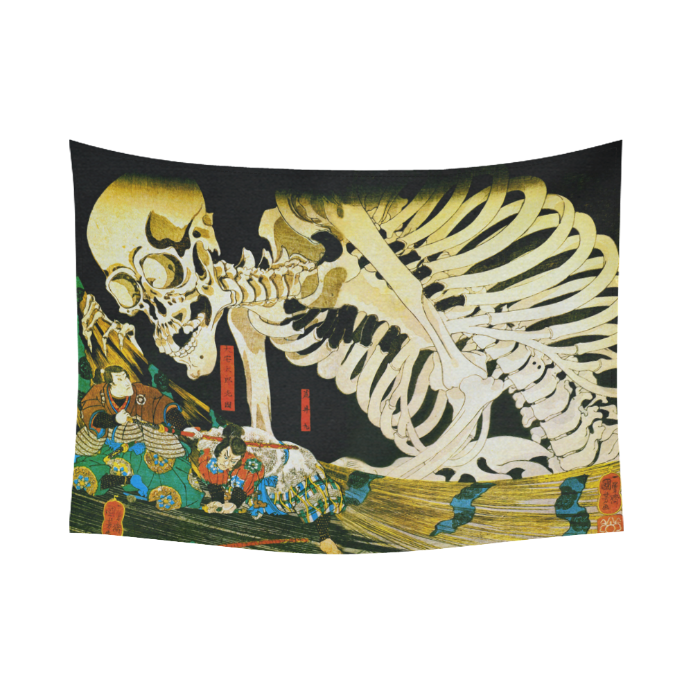 Skeleton Witch Kuniyoshi Japanese Vintage Cotton Linen Wall Tapestry 80"x 60"