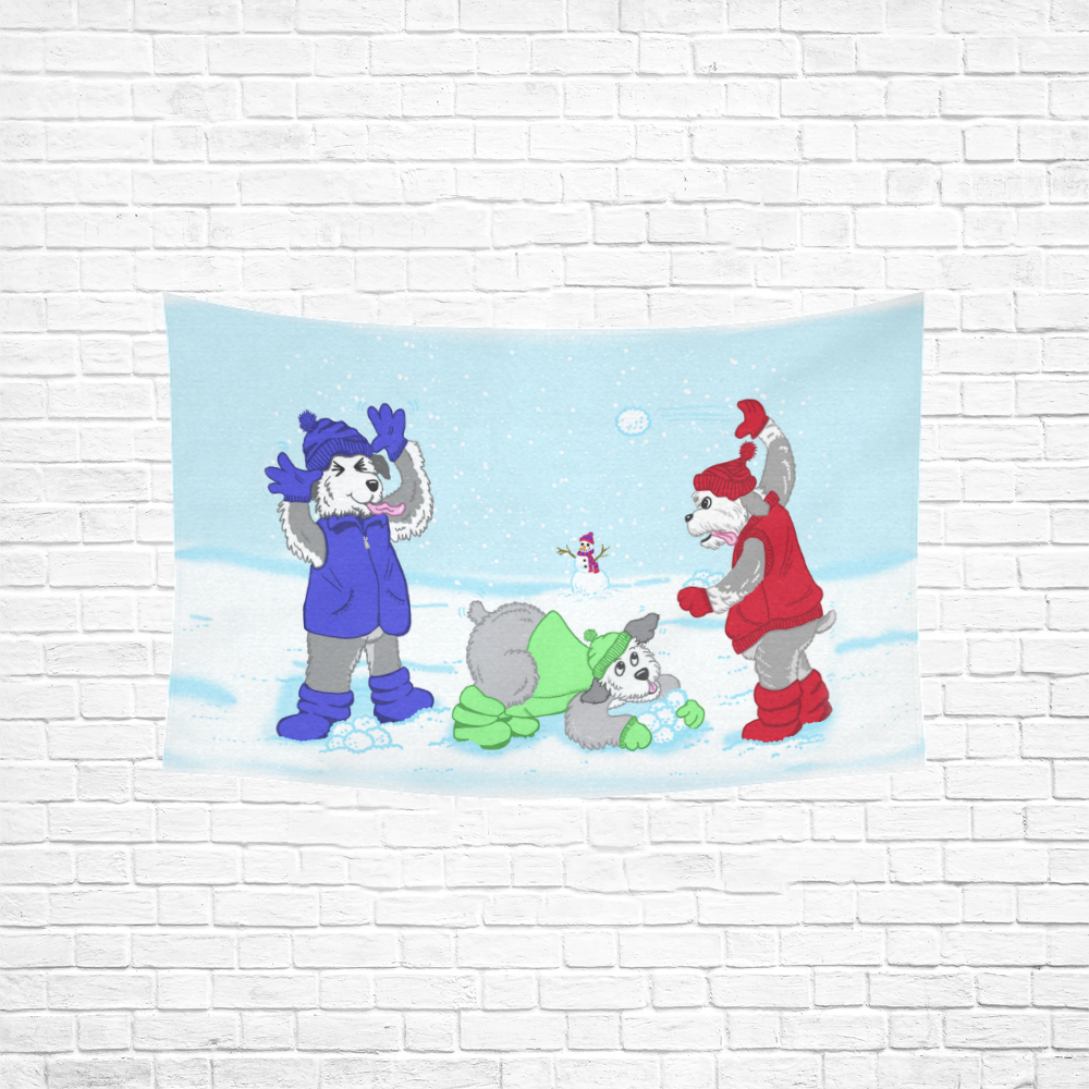 snow days Cotton Linen Wall Tapestry 60"x 40"