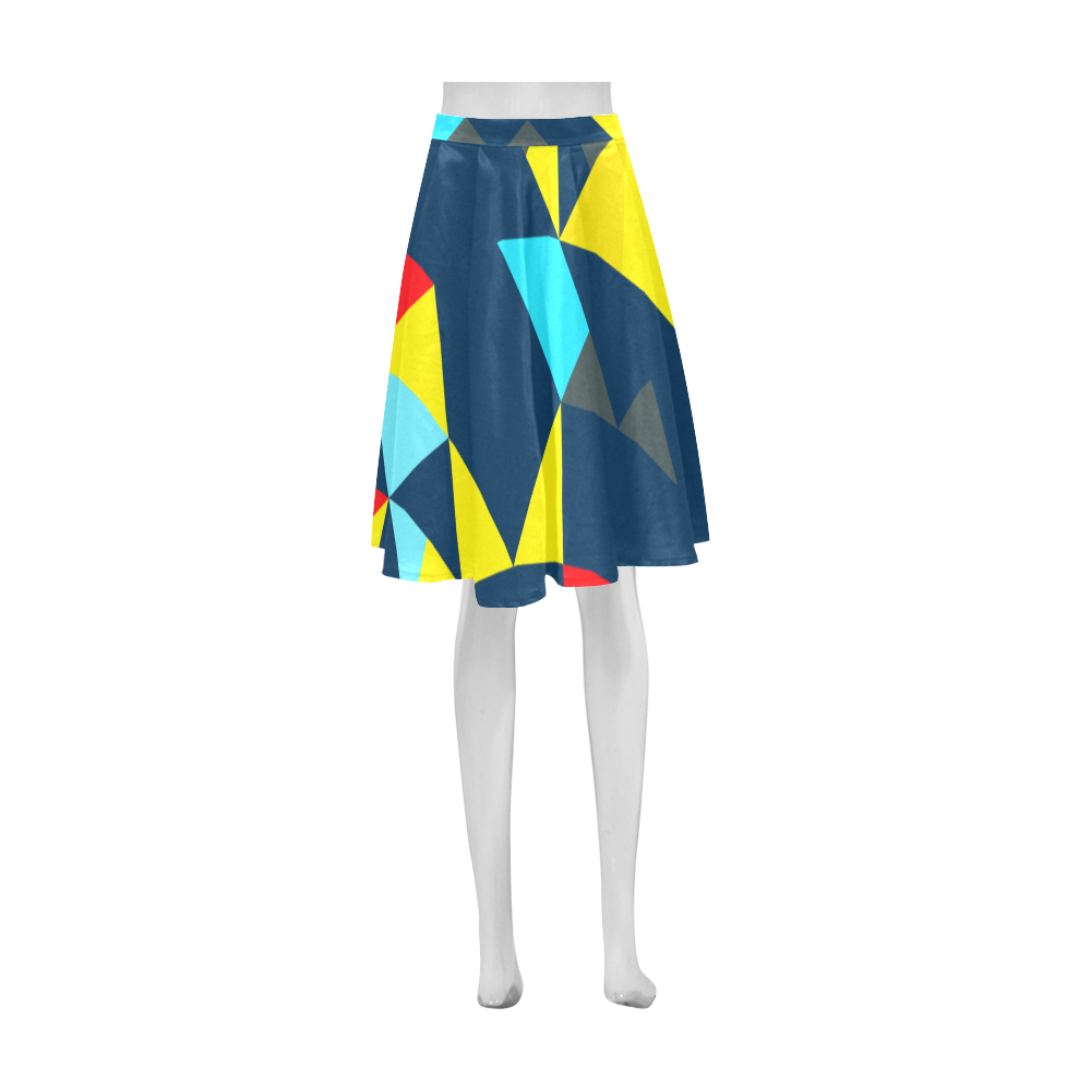 Shapes on a blue background Athena Women's Short Skirt (Model D15)