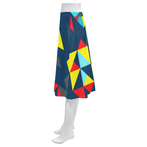 Shapes on a blue background Mnemosyne Women's Crepe Skirt (Model D16)
