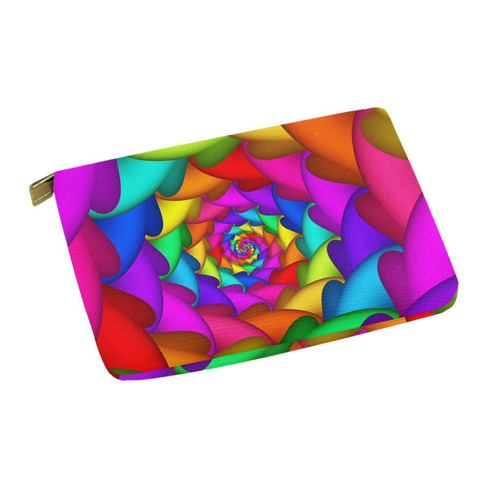Psychedelic Rainbow Spiral Fractal Carry-All Pouch 12.5''x8.5''