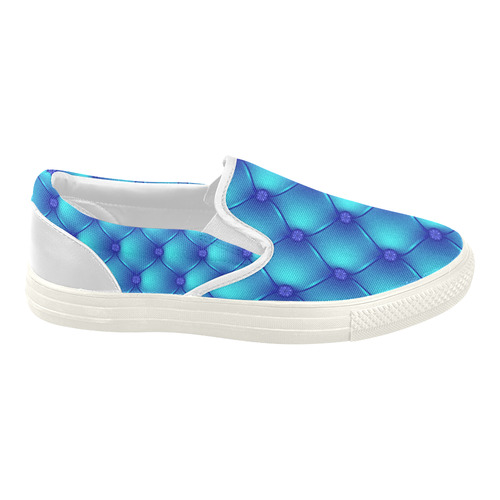 Cool Blue Upholstery Pattern Women's Slip-on Canvas Shoes (Model 019)