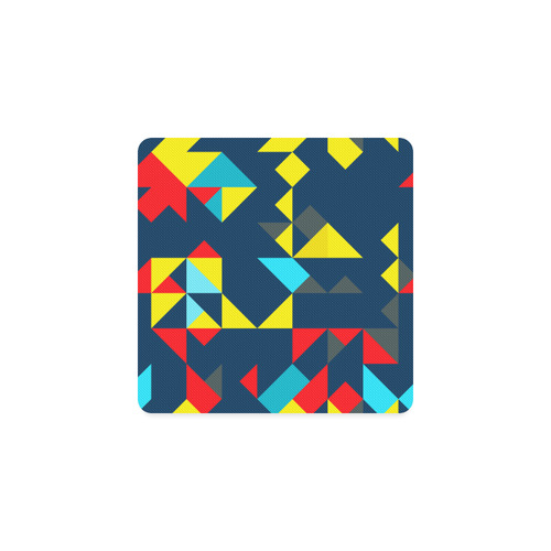 Shapes on a blue background Square Coaster