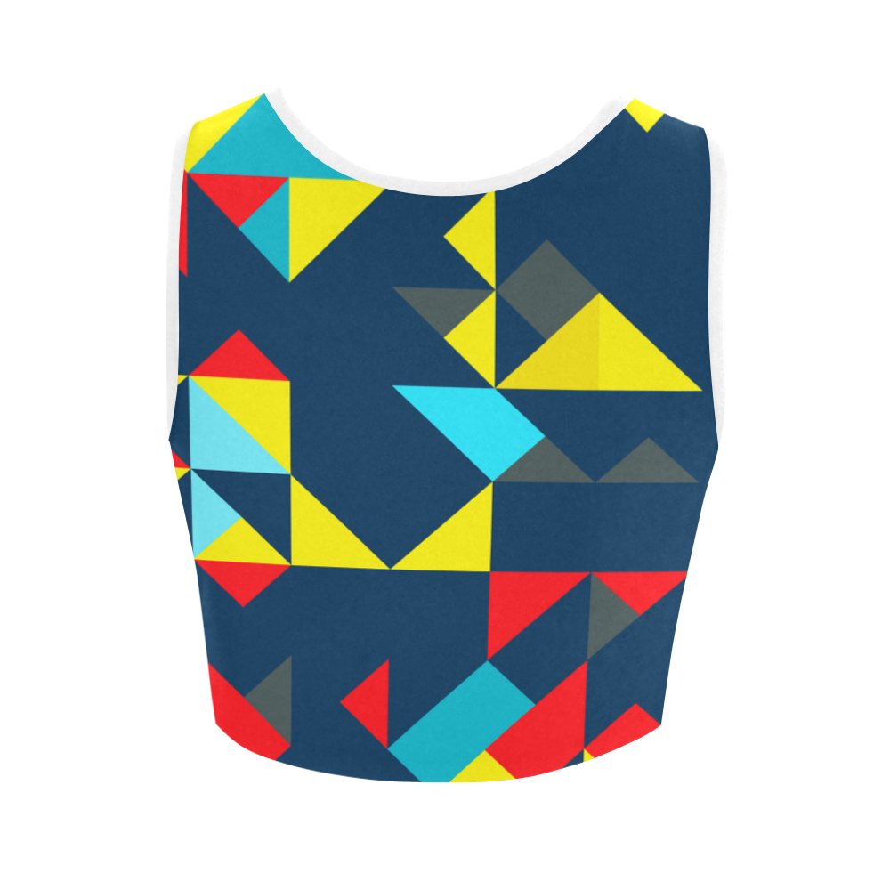 Shapes on a blue background Women's Crop Top (Model T42)