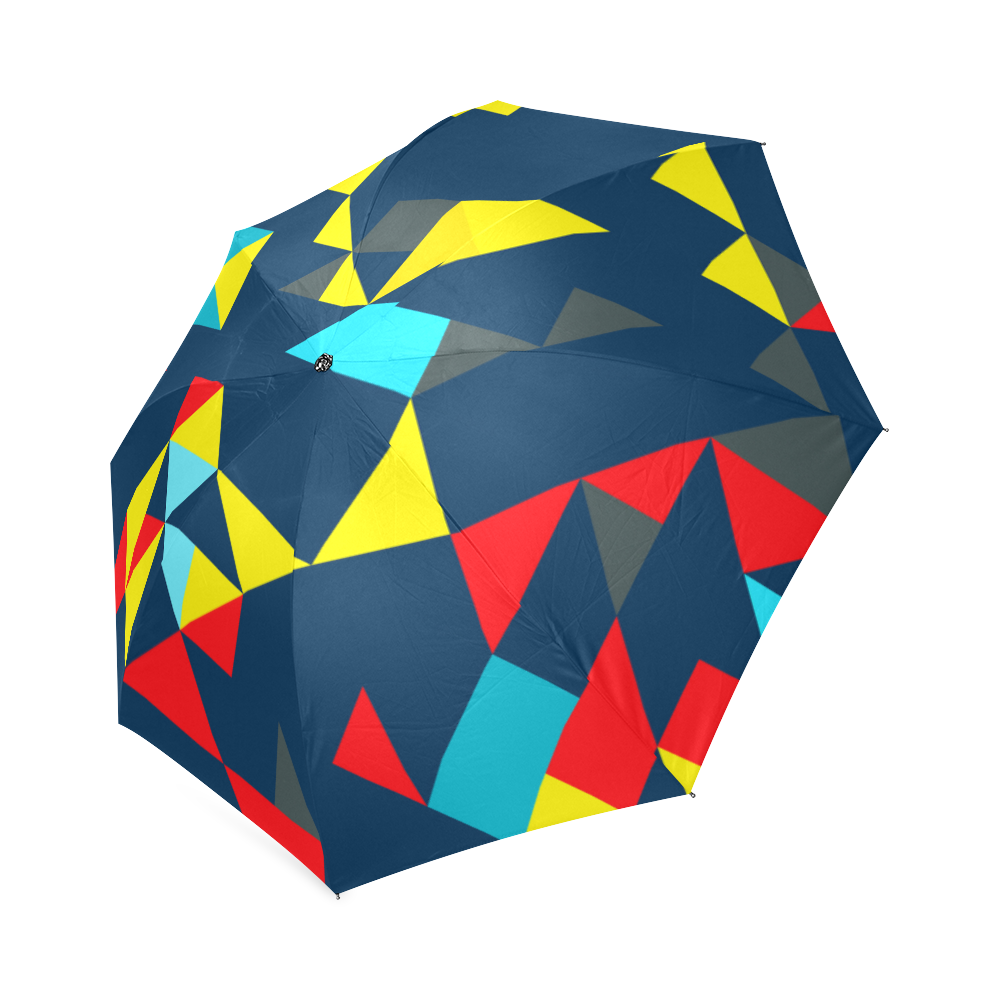 Shapes on a blue background Foldable Umbrella (Model U01)