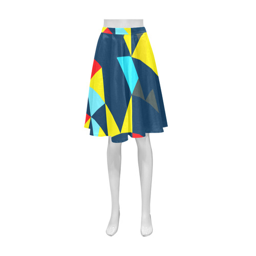 Shapes on a blue background Athena Women's Short Skirt (Model D15)