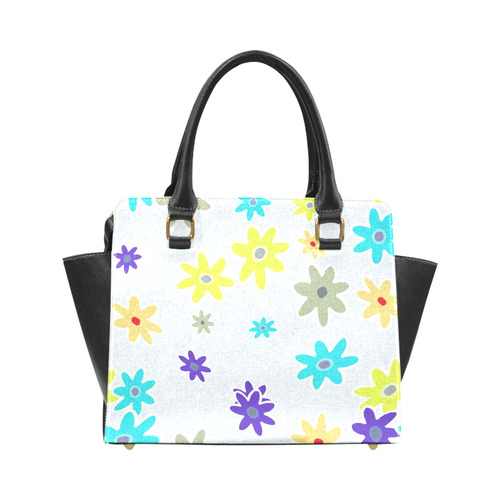 Floral Fabric 1B Rivet Shoulder Handbag (Model 1645)
