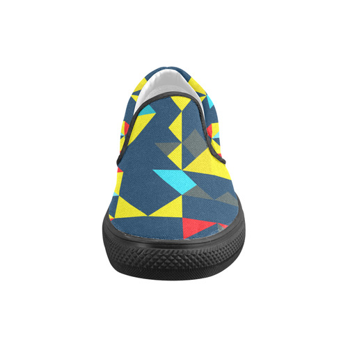 Shapes on a blue background Men's Unusual Slip-on Canvas Shoes (Model 019)