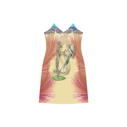 Mermaid Genie Fantasy V-Neck Open Fork Long Dress(Model D18)