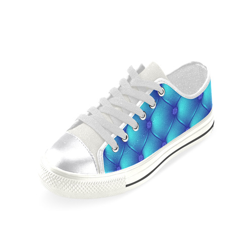 Cool Blue Upholstery Pattern Canvas Women's Shoes/Large Size (Model 018)
