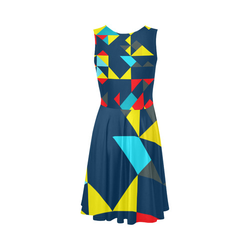 Shapes on a blue background Sleeveless Ice Skater Dress (D19)