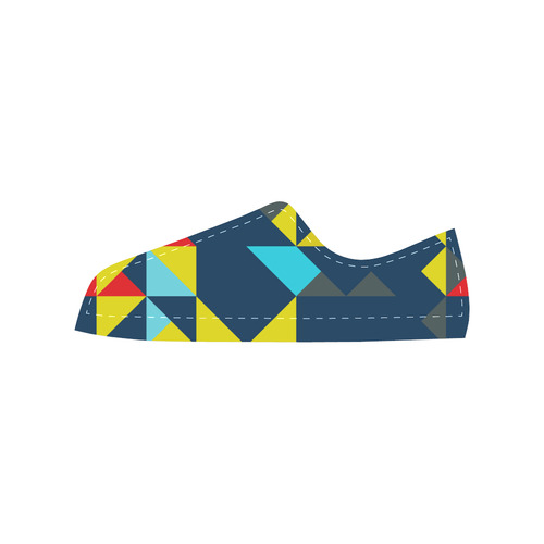 Shapes on a blue background Women's Classic Canvas Shoes (Model 018)