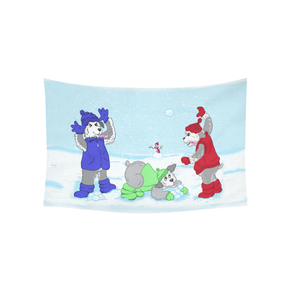 snow days Cotton Linen Wall Tapestry 60"x 40"