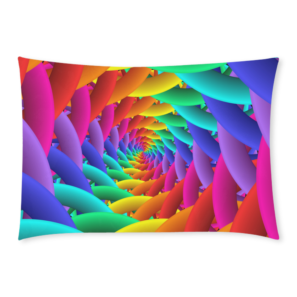 Psychedelic Rainbow Spiral Fractal Custom Rectangle Pillow Case 20x30 (One Side)