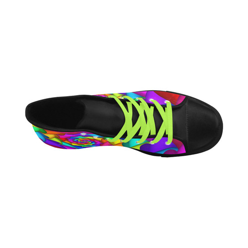 Psychedelic Rainbow Spiral Fractal Aquila High Top Microfiber Leather Women's Shoes (Model 032)