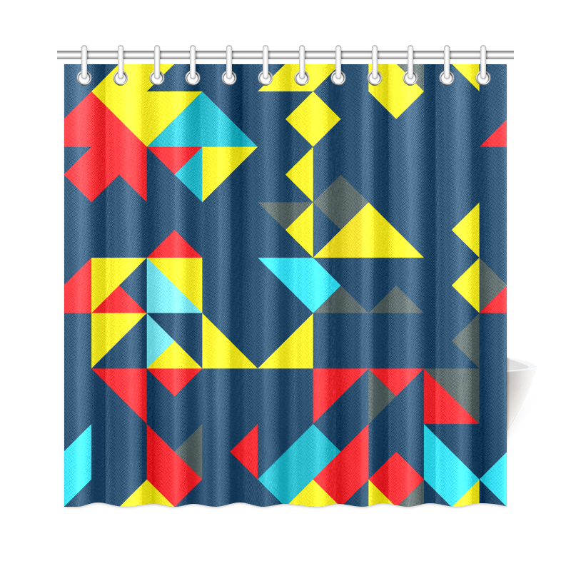 Shapes on a blue background Shower Curtain 72"x72"