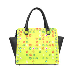 Floral Fabric 2C Rivet Shoulder Handbag (Model 1645)