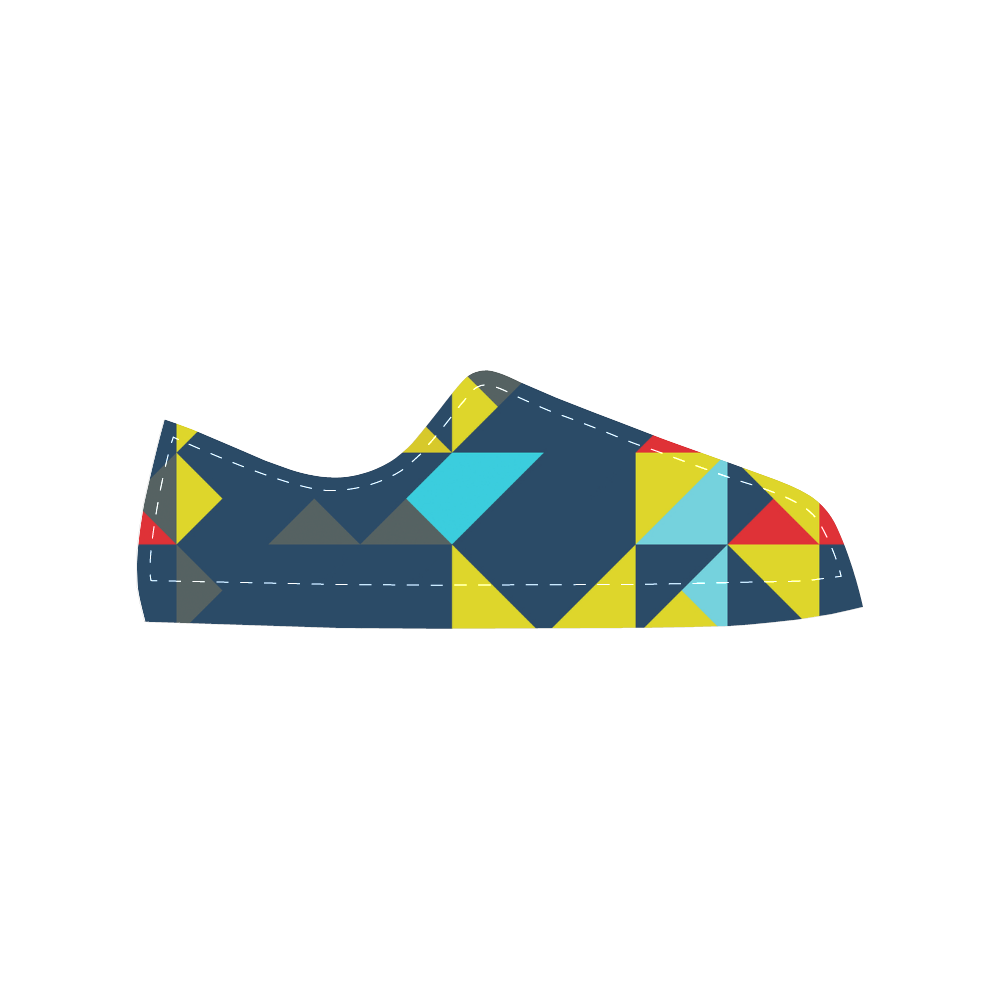 Shapes on a blue background Women's Classic Canvas Shoes (Model 018)