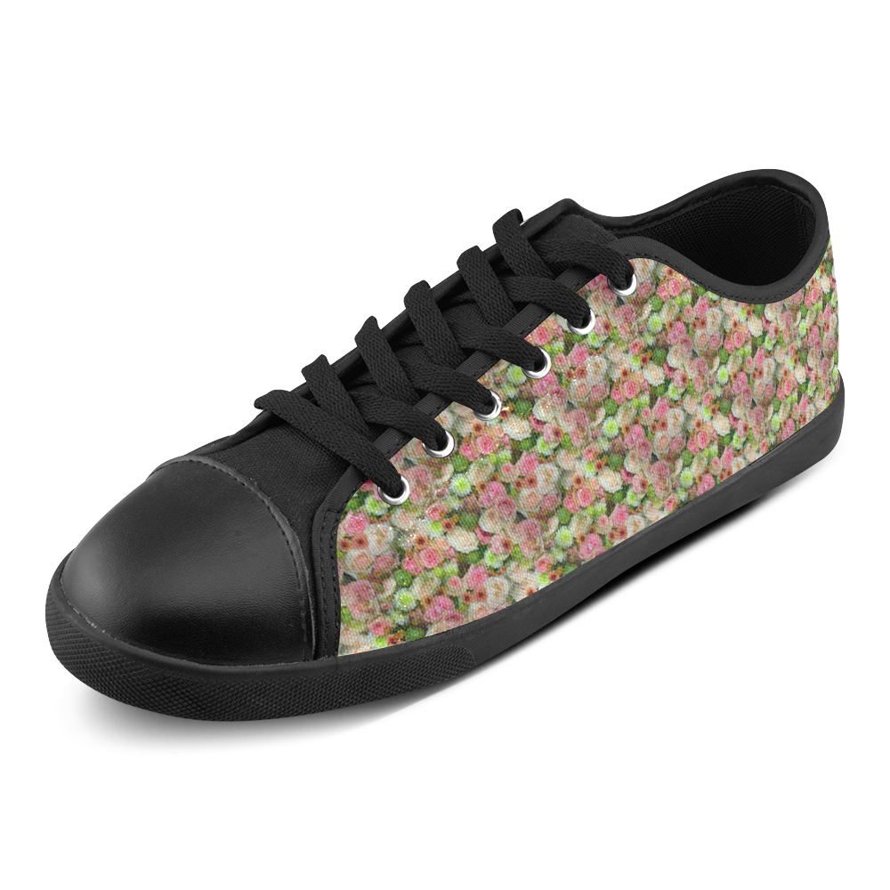 Pink_Flowers_20160802 Canvas Shoes for Women/Large Size (Model 016)