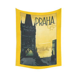 Vintage Prague Praha Travel Poster Cotton Linen Wall Tapestry 60"x 80"