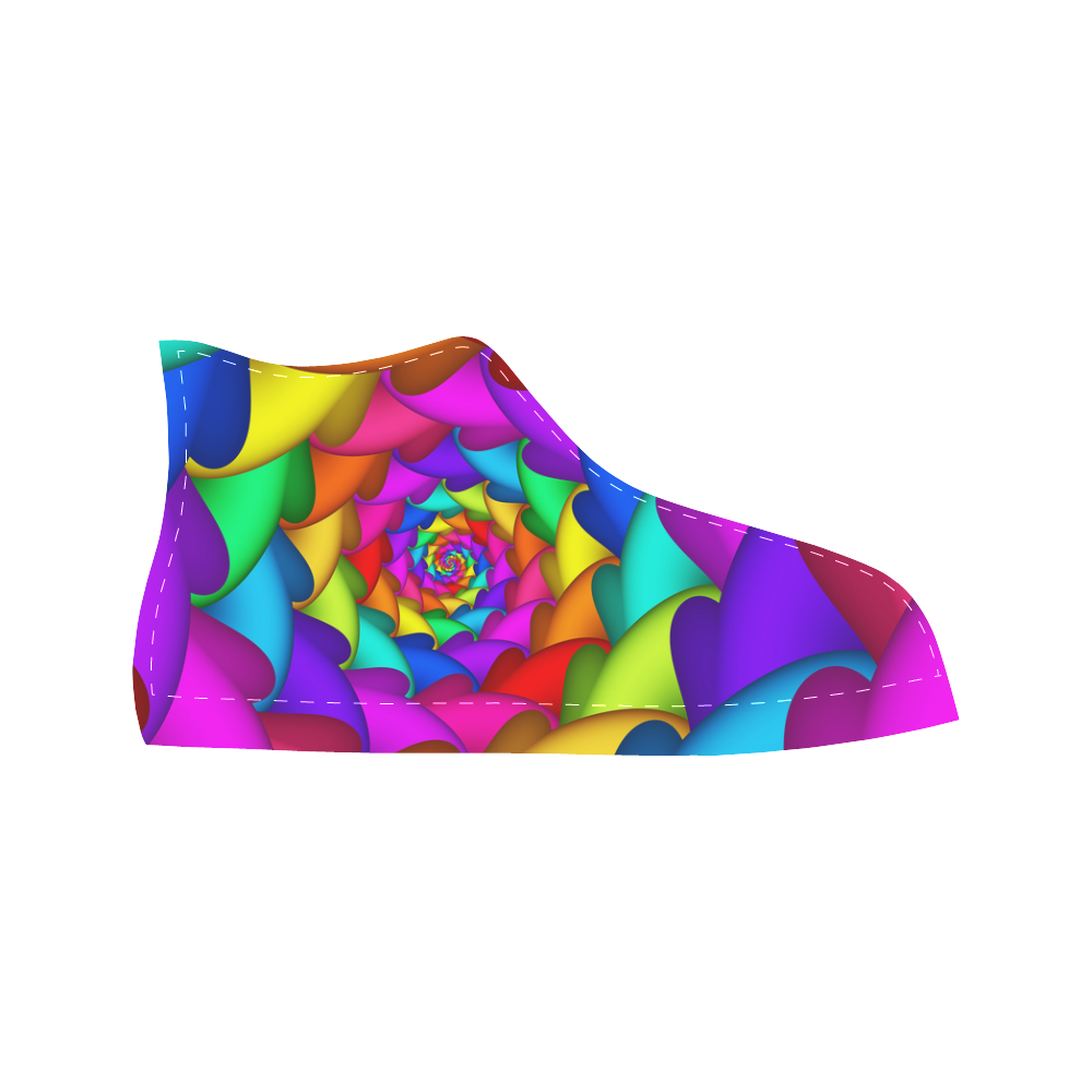 Psychedelic Rainbow Spiral Fractal Aquila High Top Microfiber Leather Women's Shoes/Large Size (Model 032)