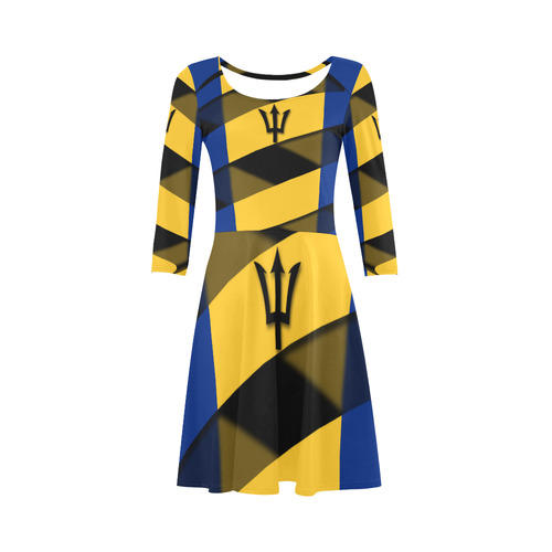 The Flag of Barbados 3/4 Sleeve Sundress (D23)