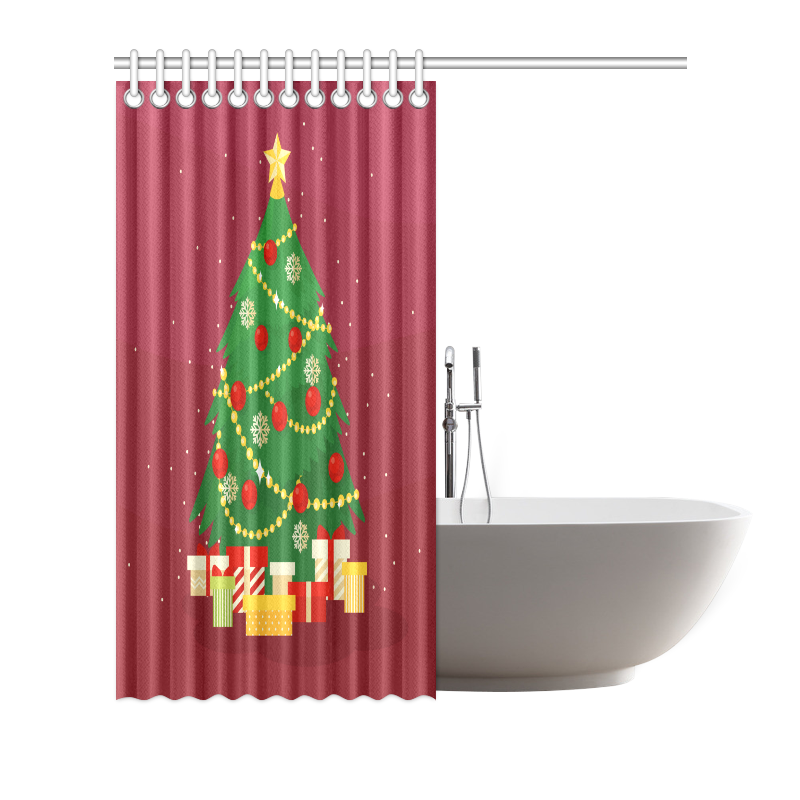 Christmas Tree with Christmas Gifts Holiday Shower Curtain 72"x72"