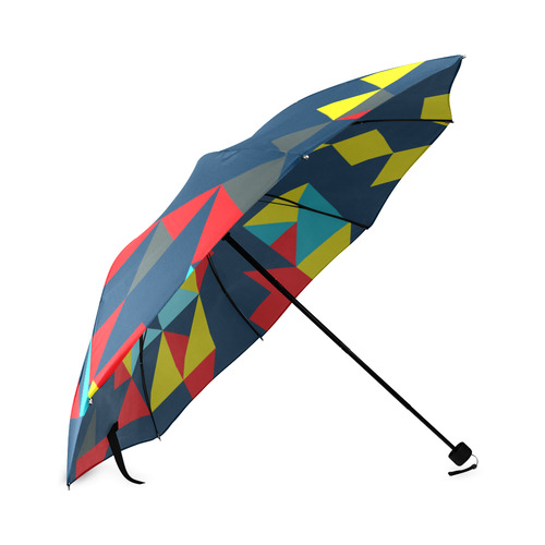 Shapes on a blue background Foldable Umbrella (Model U01)