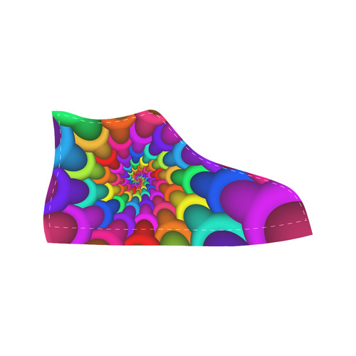 Psychedelic Rainbow Spiral Fractal Aquila High Top Microfiber Leather Women's Shoes/Large Size (Model 032)