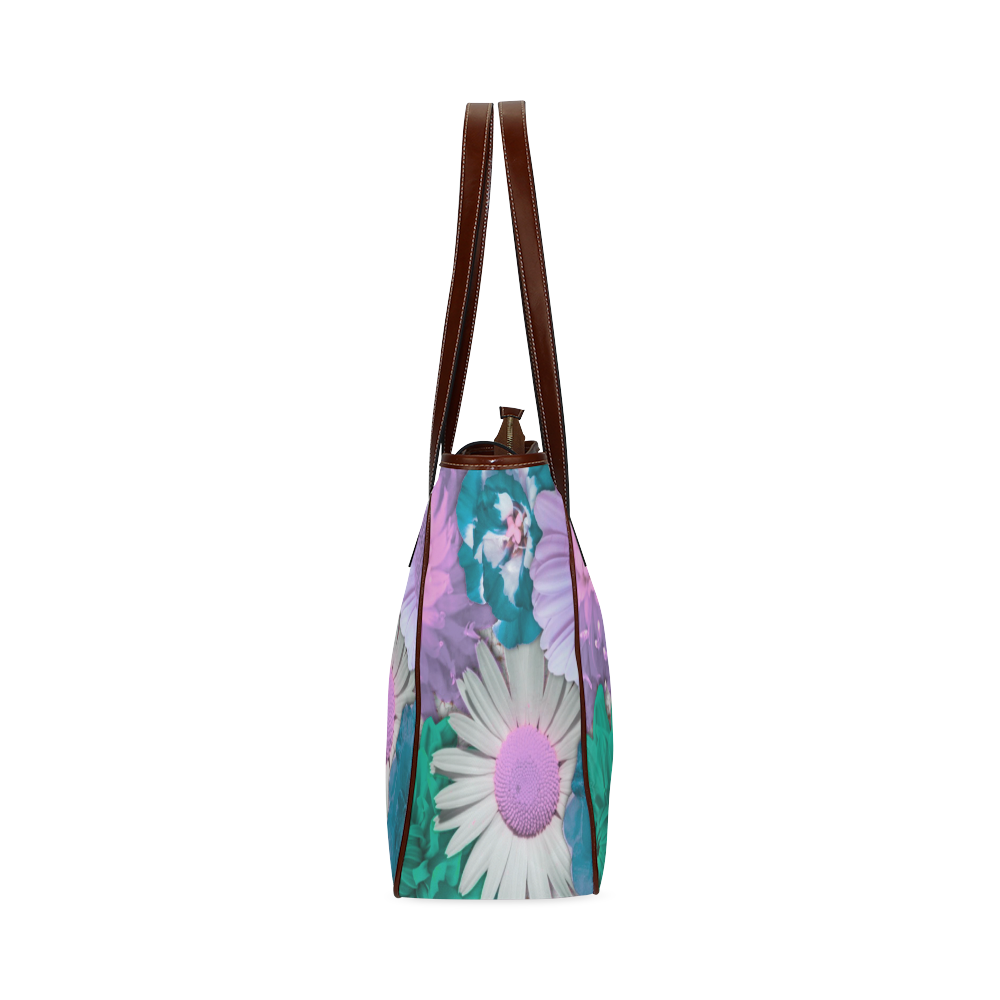 lovely flowers turquoise Classic Tote Bag (Model 1644)