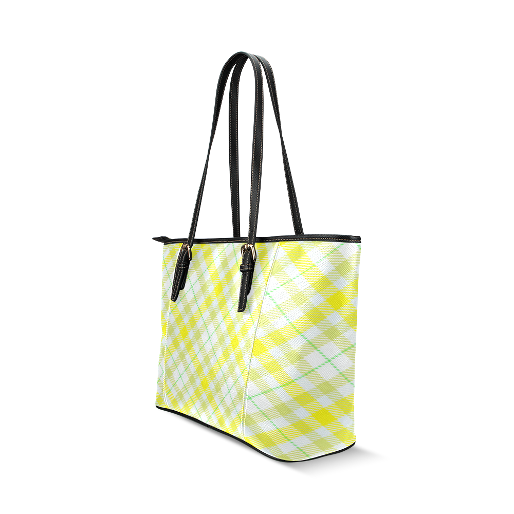 cozy and pleasant Plaid 1F Leather Tote Bag/Small (Model 1640)