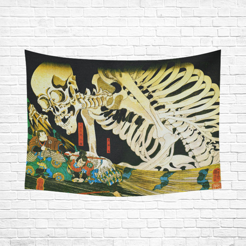 Skeleton Witch Kuniyoshi Japanese Vintage Cotton Linen Wall Tapestry 80"x 60"
