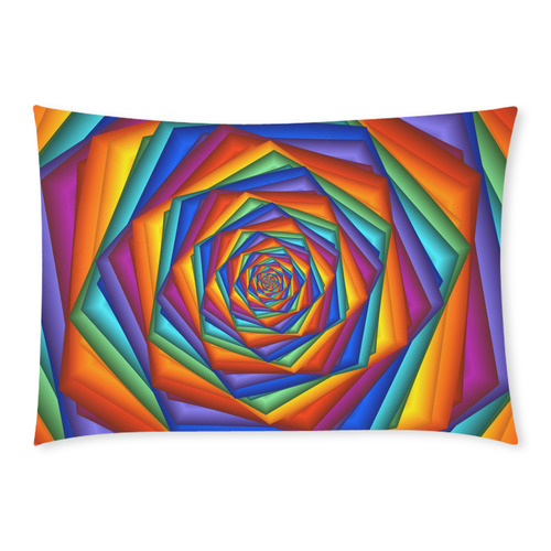 Psychedelic Rainbow Spiral Fractal Custom Rectangle Pillow Case 20x30 (One Side)