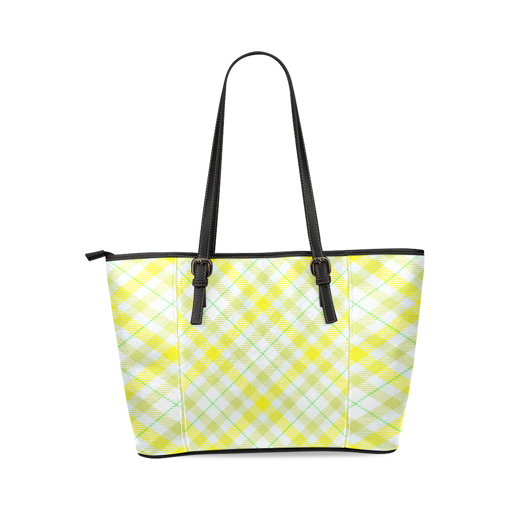 cozy and pleasant Plaid 1F Leather Tote Bag/Small (Model 1640)