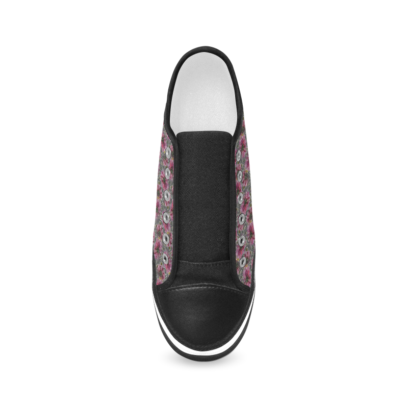 Flower_20161003 Women's Canvas Zipper Shoes/Large Size (Model 001)
