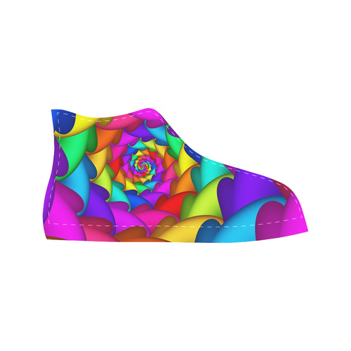 Psychedelic Rainbow Spiral Fractal Aquila High Top Microfiber Leather Men's Shoes (Model 032)