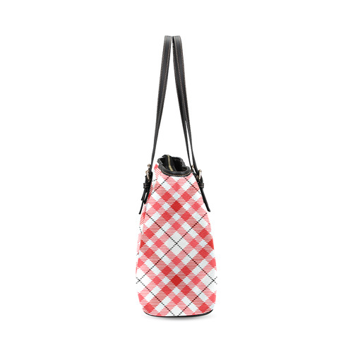 cozy and pleasant Plaid 1C Leather Tote Bag/Small (Model 1640)