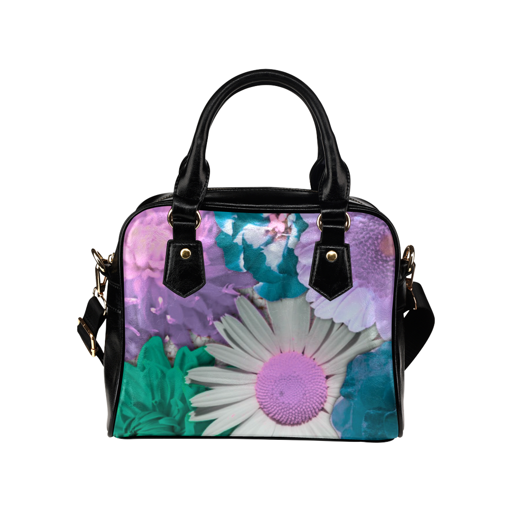 lovely flowers turquoise Shoulder Handbag (Model 1634)