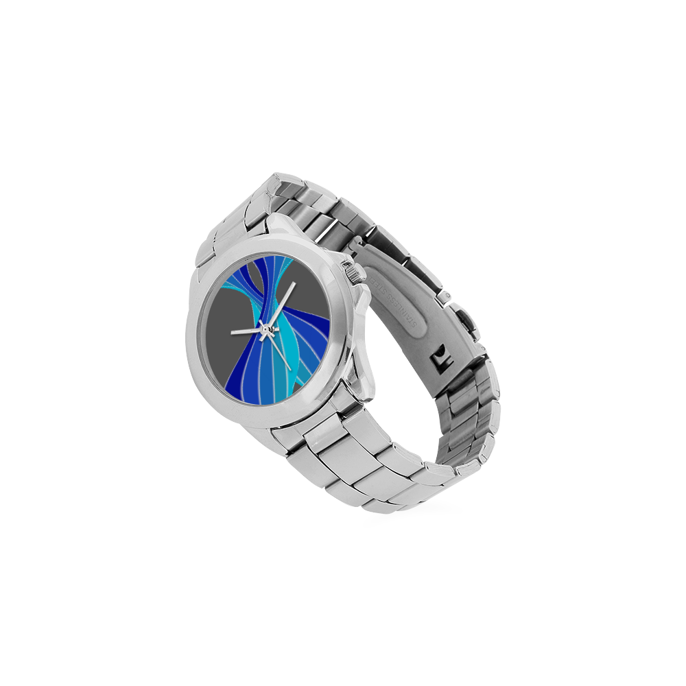 blue stripes Unisex Stainless Steel Watch(Model 103)