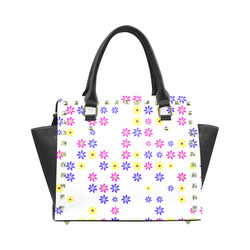 Floral Fabric 2A Rivet Shoulder Handbag (Model 1645)
